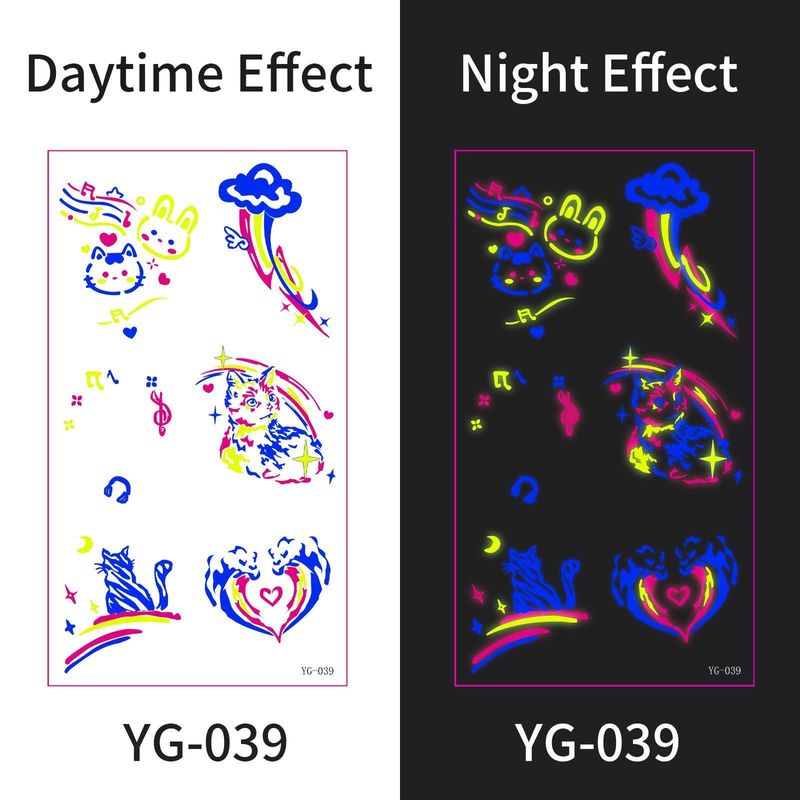 New Electric Syllable Advanced Sense Fluorescent Tattoo Sticker Waterproof Sweat Nightclub Ball Luminous Tattoo Sticker Night light
