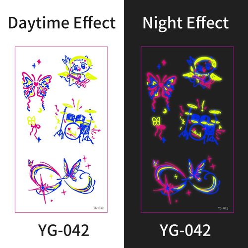 New Electric Syllable Advanced Sense Fluorescent Tattoo Sticker Waterproof Sweat Nightclub Ball Luminous Tattoo Sticker Night light