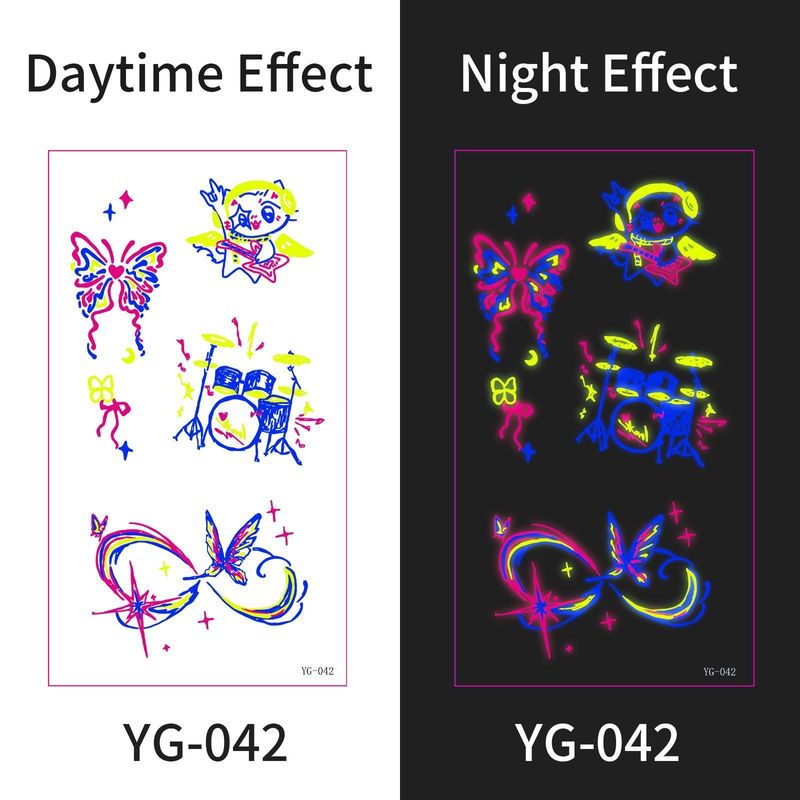 New Electric Syllable Advanced Sense Fluorescent Tattoo Sticker Waterproof Sweat Nightclub Ball Luminous Tattoo Sticker Night light