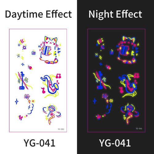 New Electric Syllable Advanced Sense Fluorescent Tattoo Sticker Waterproof Sweat Nightclub Ball Luminous Tattoo Sticker Night light