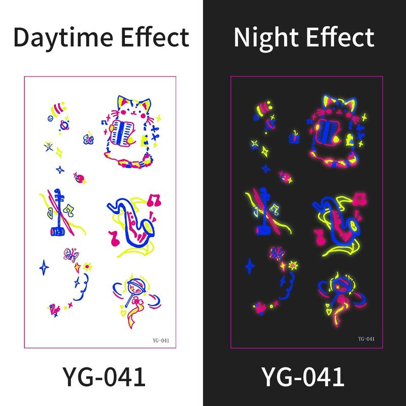New Electric Syllable Advanced Sense Fluorescent Tattoo Sticker Waterproof Sweat Nightclub Ball Luminous Tattoo Sticker Night light