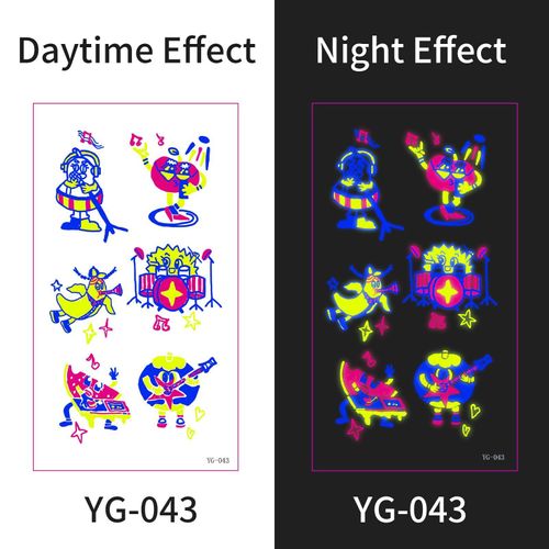 New Electric Syllable Advanced Sense Fluorescent Tattoo Sticker Waterproof Sweat Nightclub Ball Luminous Tattoo Sticker Night light