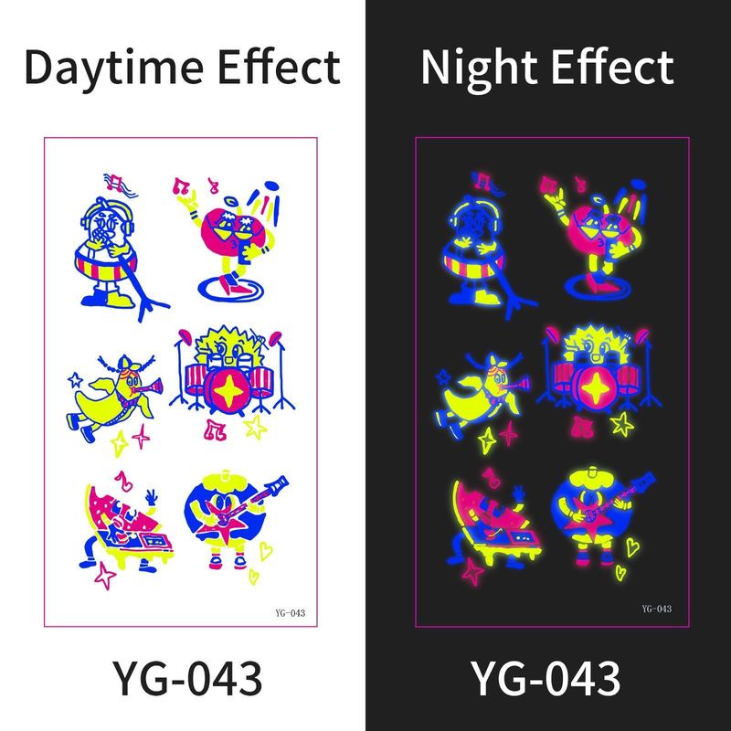 New Electric Syllable Advanced Sense Fluorescent Tattoo Sticker Waterproof Sweat Nightclub Ball Luminous Tattoo Sticker Night light