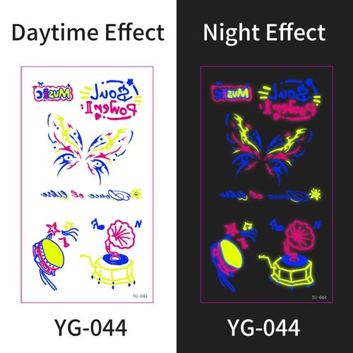 New Electric Syllable Advanced Sense Fluorescent Tattoo Sticker Waterproof Sweat Nightclub Ball Luminous Tattoo Sticker Night light