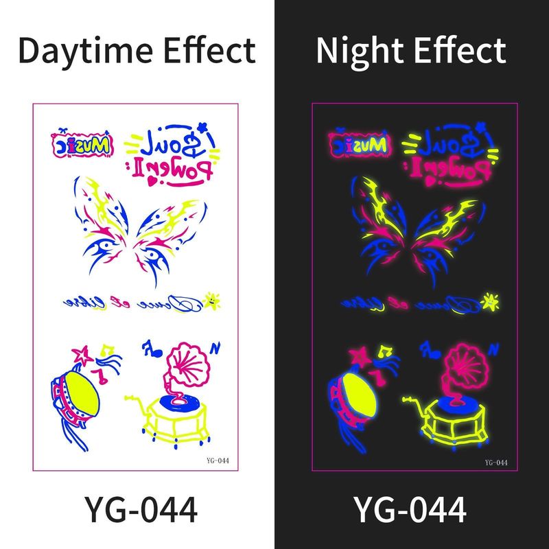 New Electric Syllable Advanced Sense Fluorescent Tattoo Sticker Waterproof Sweat Nightclub Ball Luminous Tattoo Sticker Night light