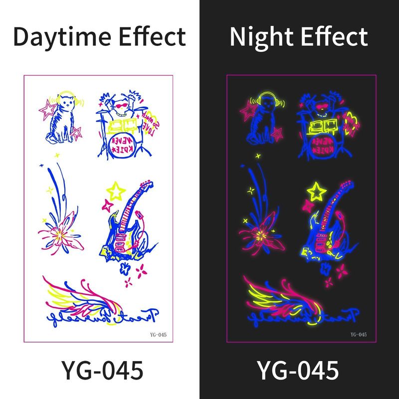 New Electric Syllable Advanced Sense Fluorescent Tattoo Sticker Waterproof Sweat Nightclub Ball Luminous Tattoo Sticker Night light