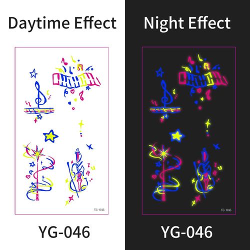 New Electric Syllable Advanced Sense Fluorescent Tattoo Sticker Waterproof Sweat Nightclub Ball Luminous Tattoo Sticker Night light