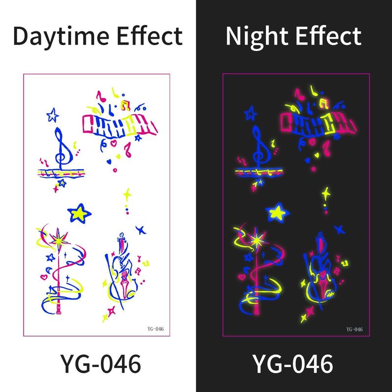 New Electric Syllable Advanced Sense Fluorescent Tattoo Sticker Waterproof Sweat Nightclub Ball Luminous Tattoo Sticker Night light