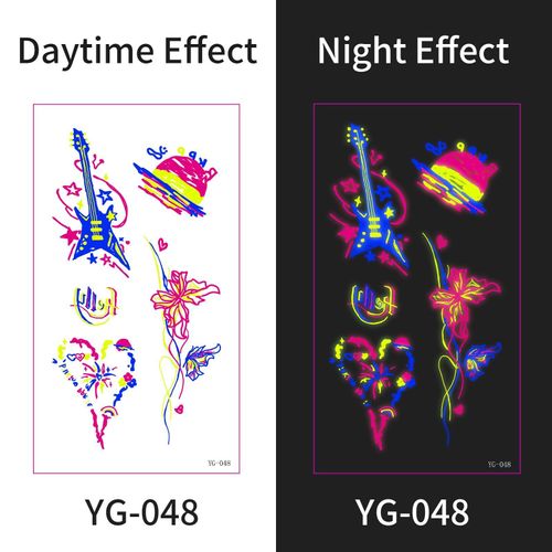 New Electric Syllable Advanced Sense Fluorescent Tattoo Sticker Waterproof Sweat Nightclub Ball Luminous Tattoo Sticker Night light