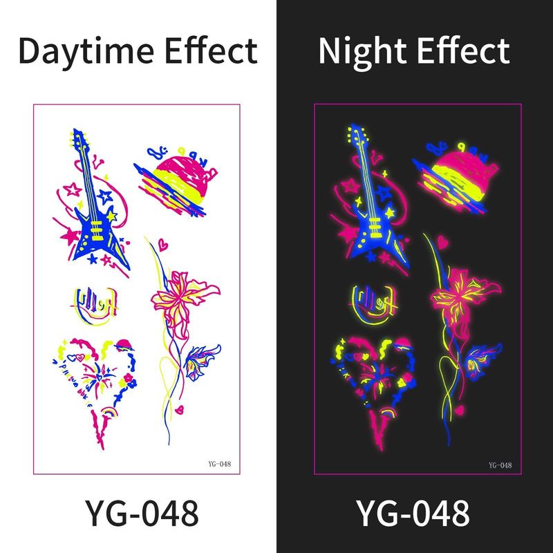 New Electric Syllable Advanced Sense Fluorescent Tattoo Sticker Waterproof Sweat Nightclub Ball Luminous Tattoo Sticker Night light