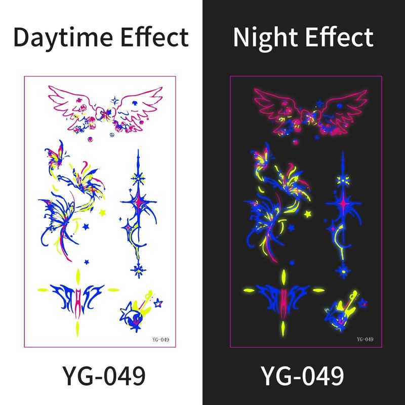 New Electric Syllable Advanced Sense Fluorescent Tattoo Sticker Waterproof Sweat Nightclub Ball Luminous Tattoo Sticker Night light