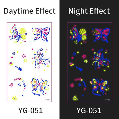 New Electric Syllable Advanced Sense Fluorescent Tattoo Sticker Waterproof Sweat Nightclub Ball Luminous Tattoo Sticker Night light