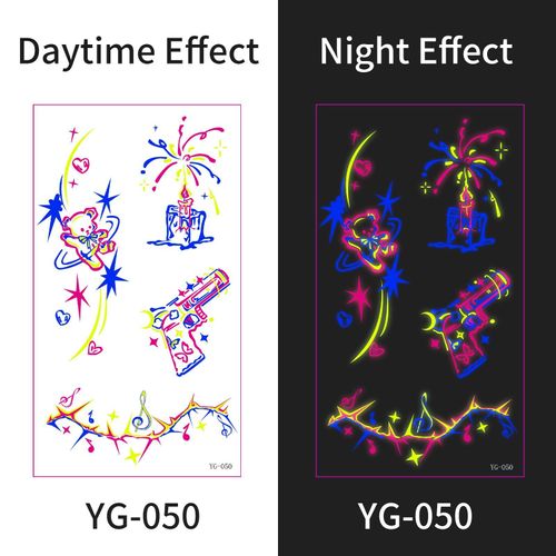 New Electric Syllable Advanced Sense Fluorescent Tattoo Sticker Waterproof Sweat Nightclub Ball Luminous Tattoo Sticker Night light