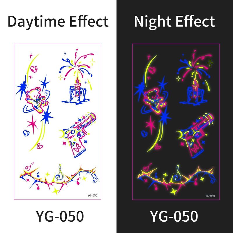 New Electric Syllable Advanced Sense Fluorescent Tattoo Sticker Waterproof Sweat Nightclub Ball Luminous Tattoo Sticker Night light