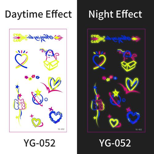 New Electric Syllable Advanced Sense Fluorescent Tattoo Sticker Waterproof Sweat Nightclub Ball Luminous Tattoo Sticker Night light