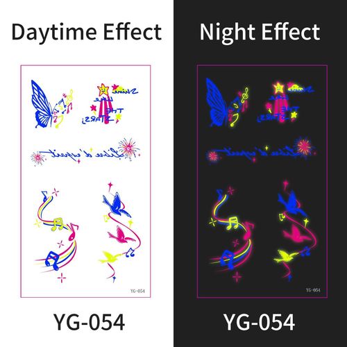 New Electric Syllable Advanced Sense Fluorescent Tattoo Sticker Waterproof Sweat Nightclub Ball Luminous Tattoo Sticker Night light