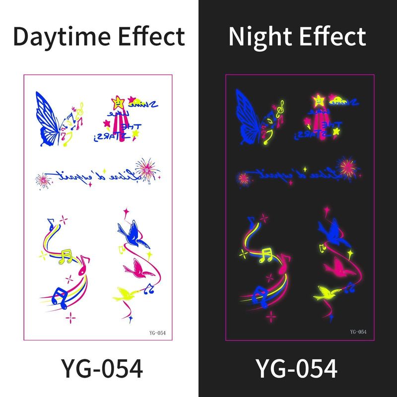 New Electric Syllable Advanced Sense Fluorescent Tattoo Sticker Waterproof Sweat Nightclub Ball Luminous Tattoo Sticker Night light