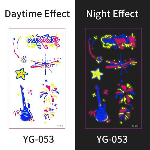 New Electric Syllable Advanced Sense Fluorescent Tattoo Sticker Waterproof Sweat Nightclub Ball Luminous Tattoo Sticker Night light