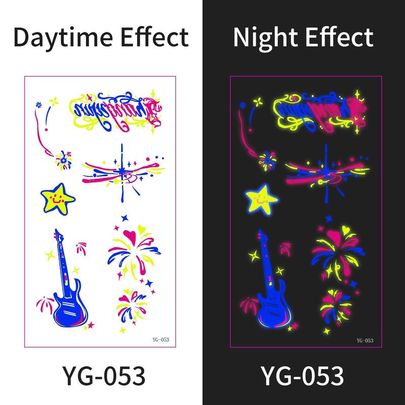New Electric Syllable Advanced Sense Fluorescent Tattoo Sticker Waterproof Sweat Nightclub Ball Luminous Tattoo Sticker Night light