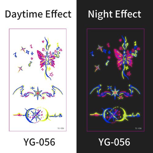 New Electric Syllable Advanced Sense Fluorescent Tattoo Sticker Waterproof Sweat Nightclub Ball Luminous Tattoo Sticker Night light