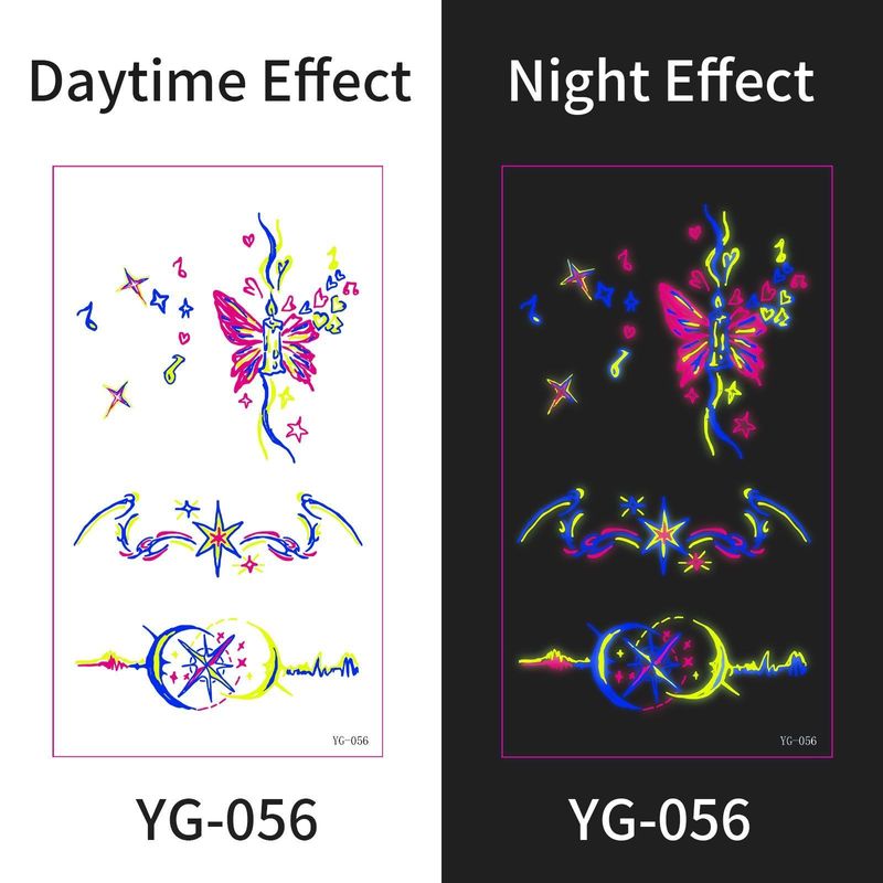 New Electric Syllable Advanced Sense Fluorescent Tattoo Sticker Waterproof Sweat Nightclub Ball Luminous Tattoo Sticker Night light