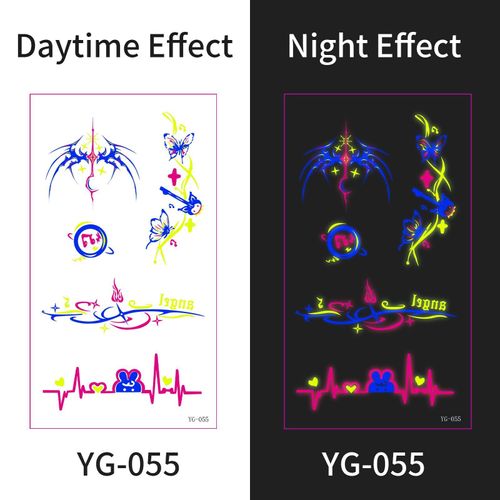New Electric Syllable Advanced Sense Fluorescent Tattoo Sticker Waterproof Sweat Nightclub Ball Luminous Tattoo Sticker Night light