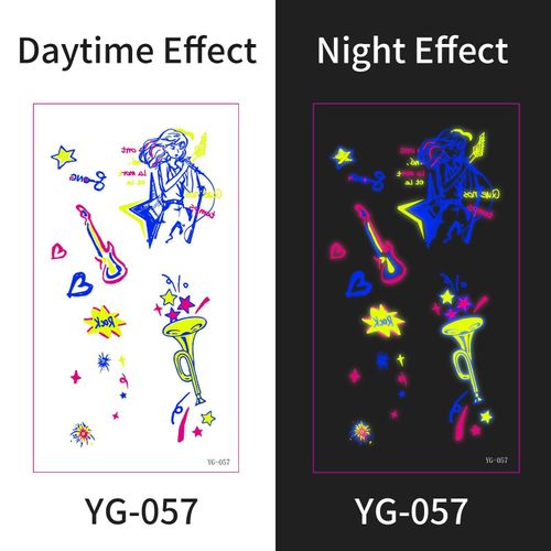 New Electric Syllable Advanced Sense Fluorescent Tattoo Sticker Waterproof Sweat Nightclub Ball Luminous Tattoo Sticker Night light