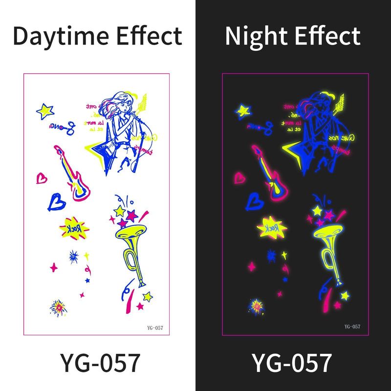 New Electric Syllable Advanced Sense Fluorescent Tattoo Sticker Waterproof Sweat Nightclub Ball Luminous Tattoo Sticker Night light