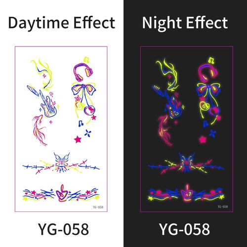New Electric Syllable Advanced Sense Fluorescent Tattoo Sticker Waterproof Sweat Nightclub Ball Luminous Tattoo Sticker Night light