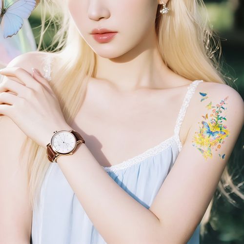 New Bronzing Butterfly Tattoo Sticker Color Fairy Girl Waterproof Photography Arm Clavicle Sticker Fashion