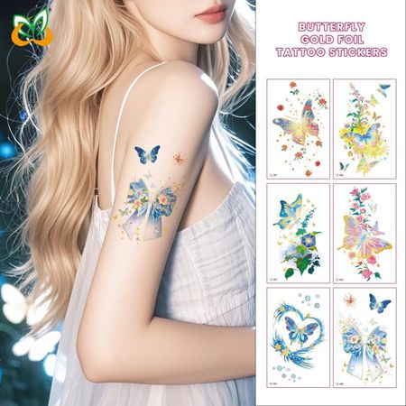 New Bronzing Butterfly Tattoo Sticker Color Fairy Girl Waterproof Photography