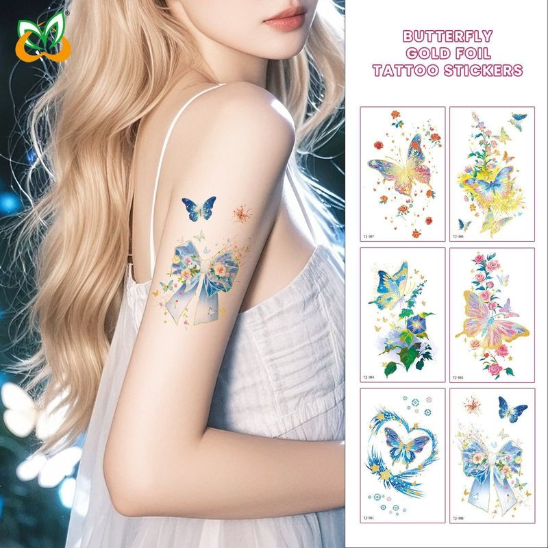 New Bronzing Butterfly Tattoo Sticker Color Fairy Girl Waterproof Photography