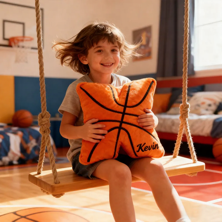 وسادة شخصية جرافيك 3dprint على شكل حرف كرة السلة مع اسم مخصص لعشاق الرياضة