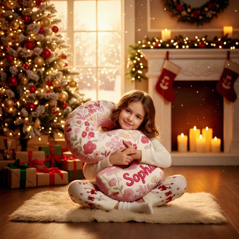 وسادة بطبعة زهور وردية شخصية بطبعة ثلاثية الأبعاد وسادة اسم مخصص للأطفال هدية لمحبي الحدائق