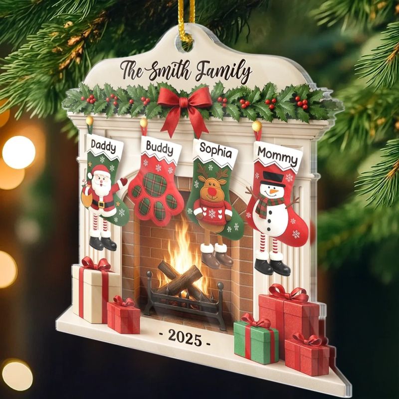 زخرفة أكريليك مخصصة-هدايا عيد ميلاد مخصصة للأم والأب والأخ والأخت والأطفال-يضيء عيد الميلاد حيث تتجمع القلوب