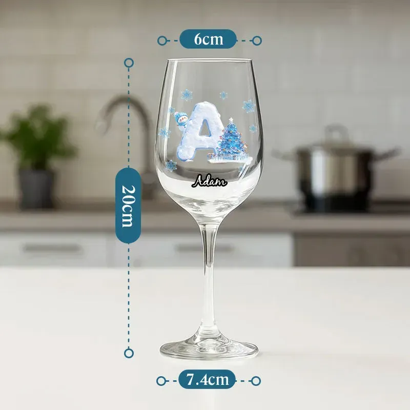 عيد ميلاد سعيد-زجاج نبيذ عائلي شخصي بساق طويلة