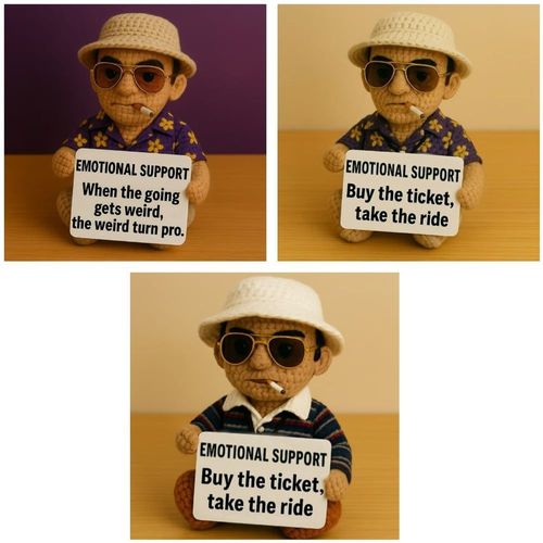 Doll hunter s. Handmade crochet with distinctive quotes