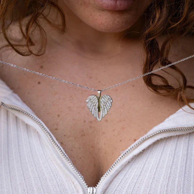Angel wings necklace eternal guard souvenir with hidden name