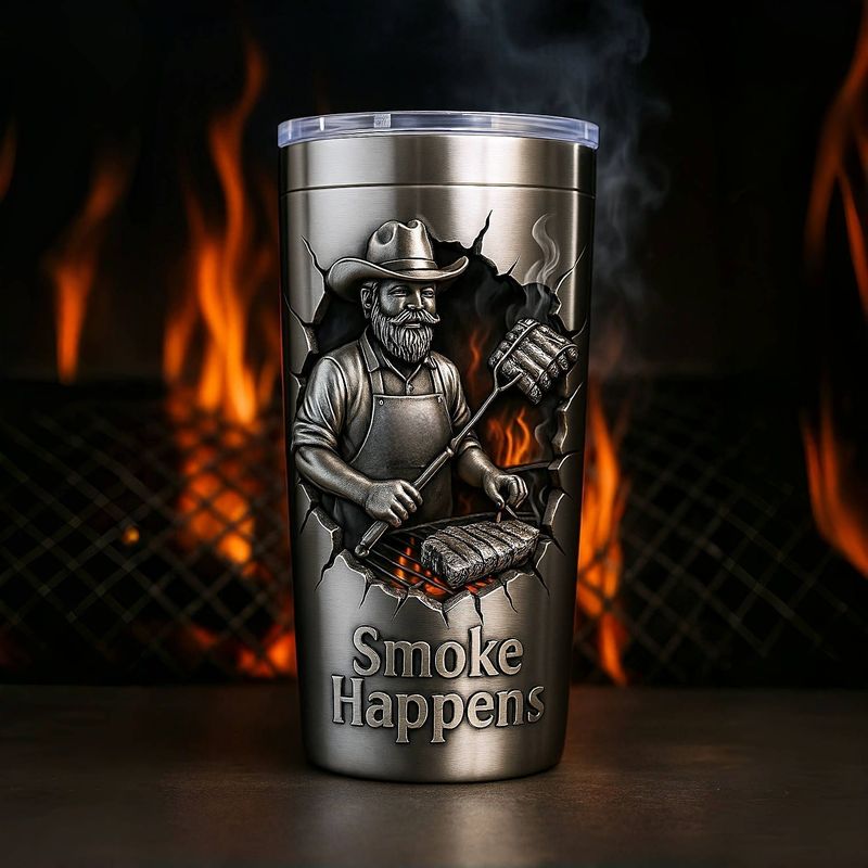 Smoke makes a stainless steel thermos cup
