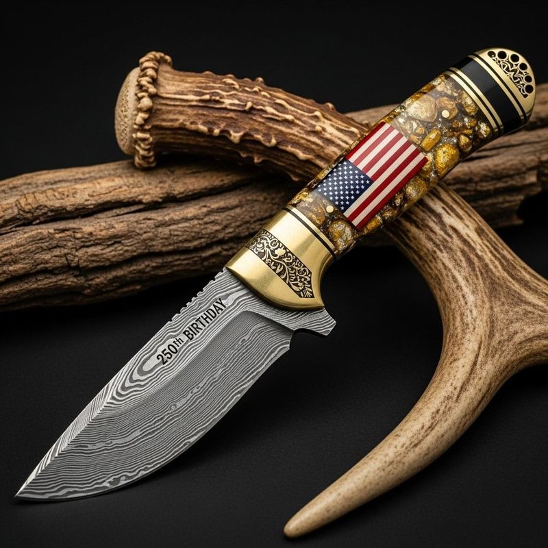 🏅250 years of service-damascene steel mosque knife
