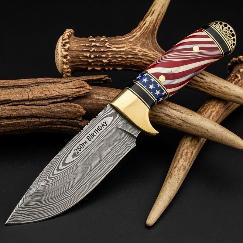 🏅250 years of service-damascene steel mosque knife