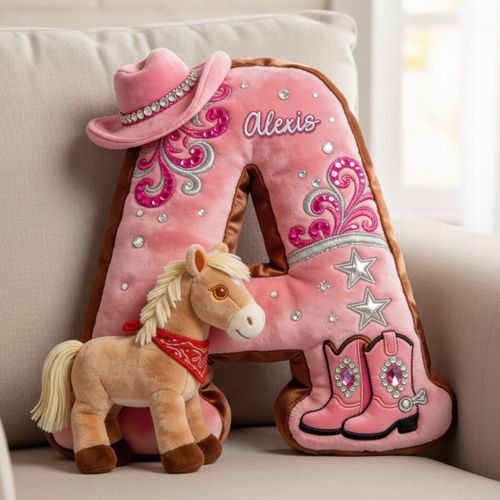 Cowgirl Alphabet Initial Letter Kissen-personal isierte Geschenke für Pferde liebhaber