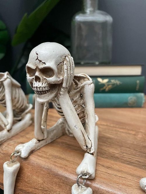 💀 Halloween Three Wise Skeletons Resin Figurines 🎃