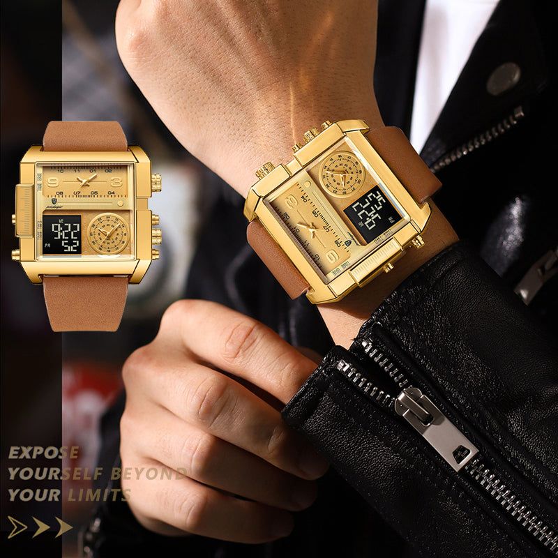 Electronic Men's Quartz Watch With Dual Display