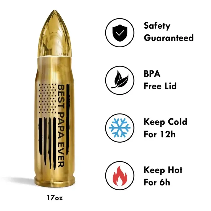 Best Dad Papa Grandpa Ever Fist Bump Outline Nation Flag Fathers Day Gift Bullet Tumbler