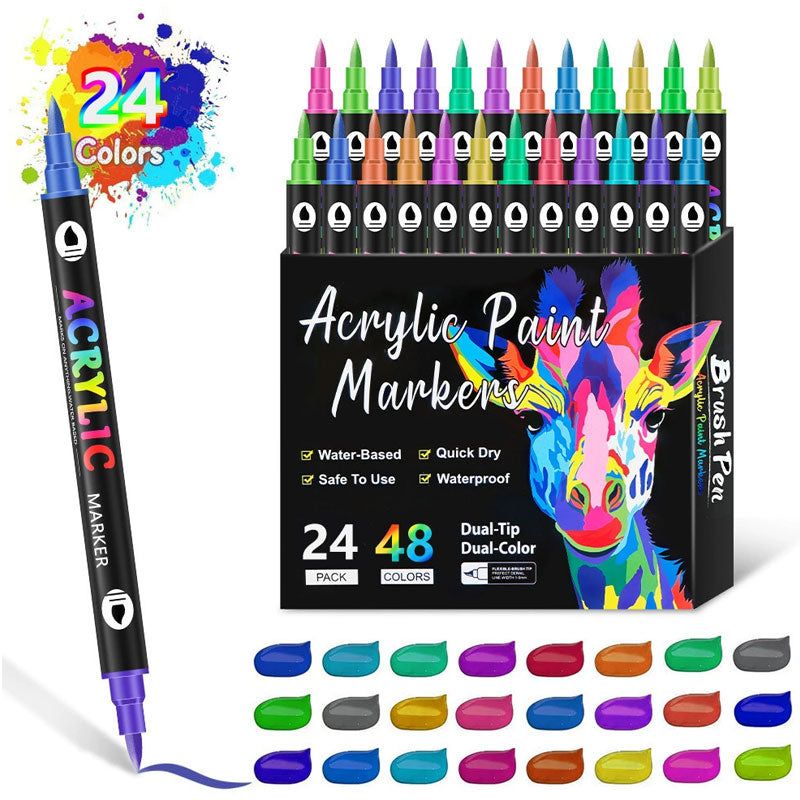 Dual Tip Acrylic Paint Pen Marker - 24/48/72 Colours/Dual Tip Acrylic Paint Pen Marker - 24/48/72/120 Colours