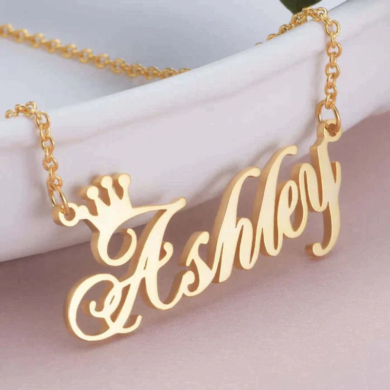 Customizable Crown Name Necklace