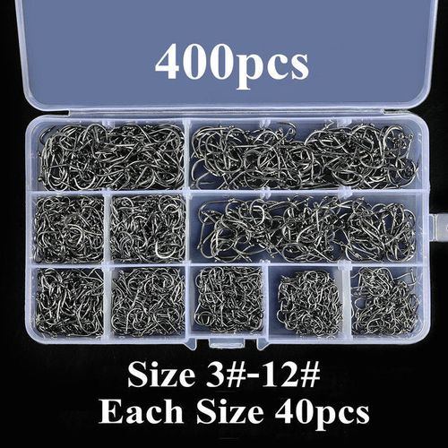Aorace 300-600pcs Box High Carbon Steel Fishing Hooks Set Barbed Carp Fishhook For Soft Worm Lure Fly Fishing Hook Set