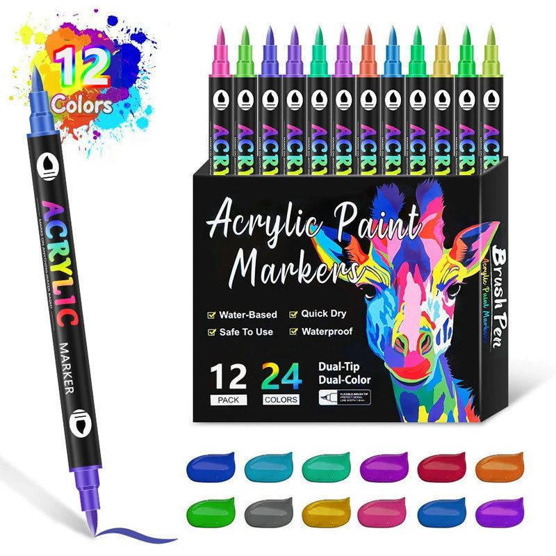 Dual Tip Acrylic Paint Pen Marker - 24/48/72 Colours/Dual Tip Acrylic Paint Pen Marker - 24/48/72/120 Colours