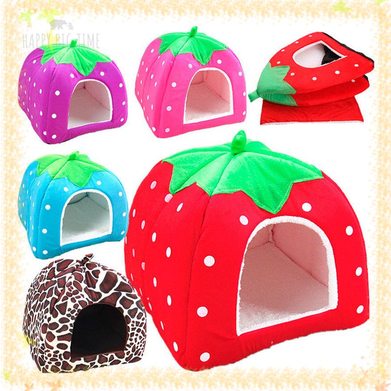 Foldable Dog Kennel Dog Bed For Dogs Cats Animals Pet House Strawberry Pet House
